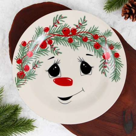 New Year. Ceramic plate "Snowfriend Snowman", 20 cm-3