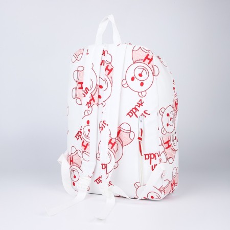Youth backpack on lightning from textiles, 4 pockets, white/red color-3