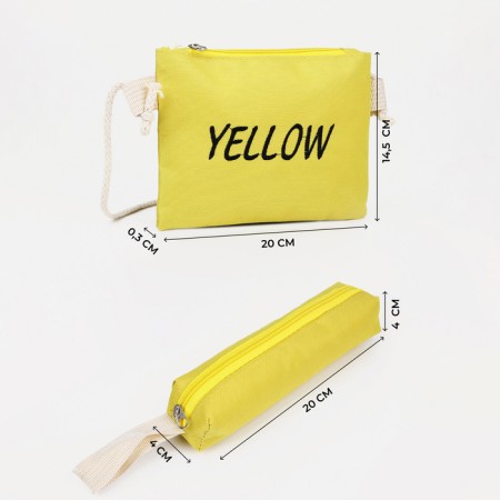 Set of backpacks on lightning from textiles, cosmetic bag, pencil case, yellow color-2