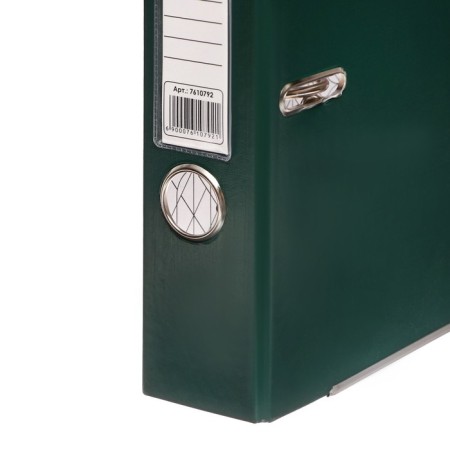 A4, 50 mm registrar, calligrata, PVC, embossing "flax", metal edging, pocket for a spine, collected, green, mix-1