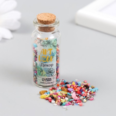 Decor for creativity in the jar "Natural stone with glass - color" 20 g 5x2.2x2.2 cm