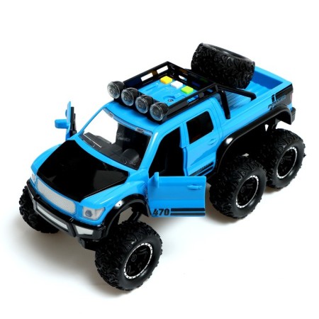 Inertial jeep 6x6, 1:16, light and sound, blue color-4