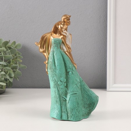 Souvenir Polystone "The couple holds hands" beige green 8x10x22 cm-1