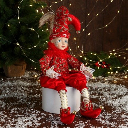New Year's Jester "In an elegant suit" Music moves his head, 46 cm, red-1