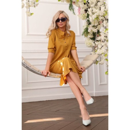 Female dress, size 54, mustard color-7