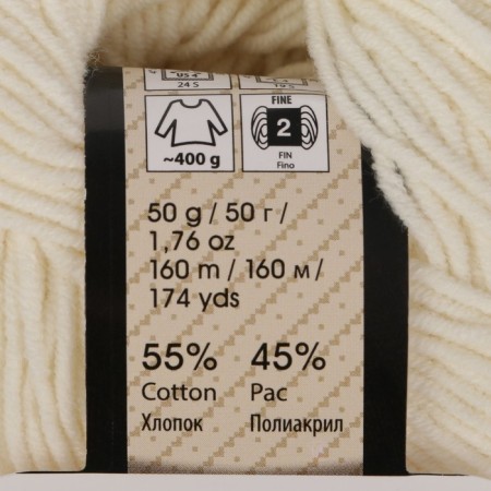 Yarn "jeans" 55% cotton, 45% acrylic 160m/50g (03 milk)-4