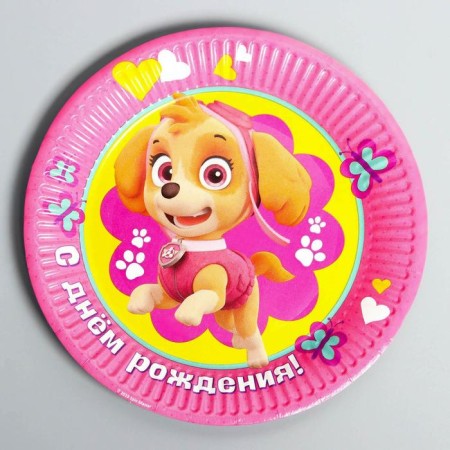 Paper plate "Happy Birthday!", 18 cm, puppy patrol-1