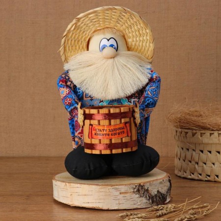 Amulet - brownie "Fyodor with a barrel", h = 33 cm, mix-1