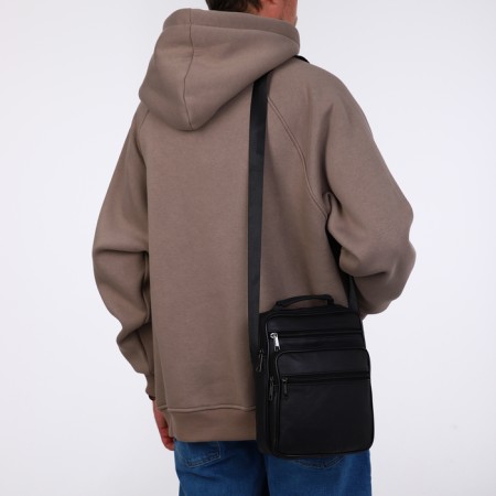 Male bag on lightning, long belt, black color-5