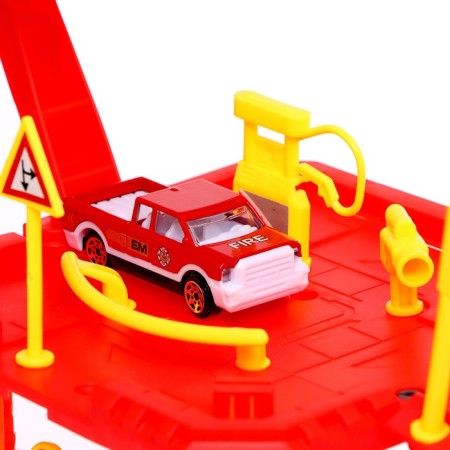 Parking "Fire Station", with metal machines and helicopter-9