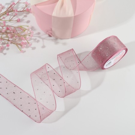 The ribbon is nylon, with rhinestones, 38 mm × 9.1 ± 0.5 m, color powder-1
