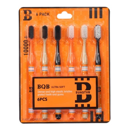 A set of 6 toothbrushes, 10,000 bristles, orange, soft stiffness