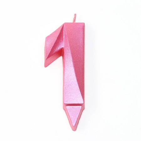 Candle in the Cake "Fine", number "1", pink metallic, 6.5 cm-2