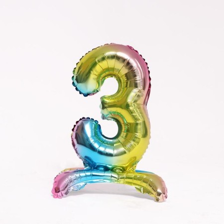 Foil ball 16 "number 3", on a stand, gradient