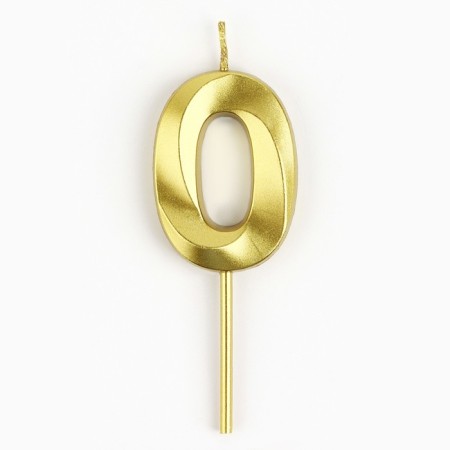 Candle figure for the cake "0", gold, 2.5 x 8 cm.-1