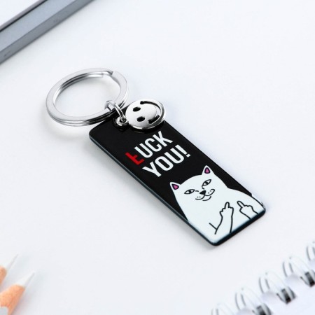 Acrylic key a keychain, the plate "*uck you!", 18+, 8 x 2 cm-1