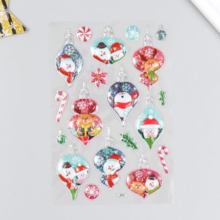 Decorative sticker Room Decor "New Year's toys 2" 14x25 cm-1