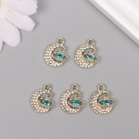 Decor for creativity metal, rhinestones "Cosmic month" gold 1.8x1.4x0.5 cm-2