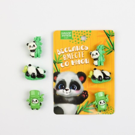 A set of plastic icons "Panda", 3 pcs, 3 x 2 cm