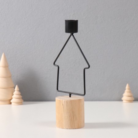 Climber metal, wood on 1 candle "House" d = 2 cm 9x5x17.5 cm-2