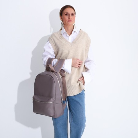 Women's backpack of artificial leather on the zipper Textura, color gray color-6