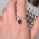 Ring "keychain" droplet, emerald color in gold, size 16