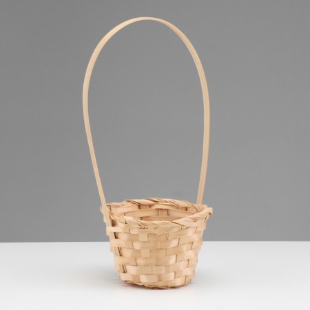 Wicker basket, D13 x h9.5/28cm, bamboo, natural