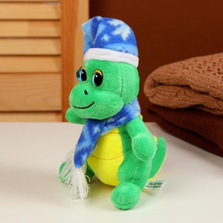 Soft toy "Dragosh", in a blue cap, 15 cm, green color-2