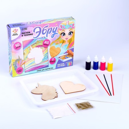 We draw a set for creativity using the EBRU technique "Unicorn"-3