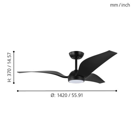 Ceiling fan with lamp Mosteiros, LED, 18W black-2