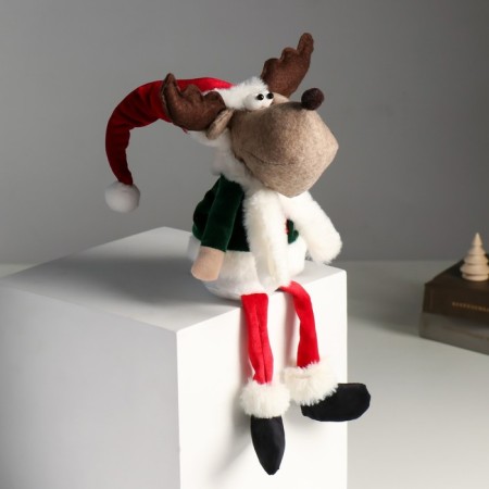 Interior doll "New Year's Sin in the red-green suit" Long legs 14x12x45 cm-1