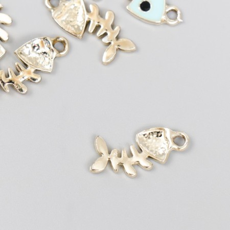 Decor for creativity metal, enamel "Skeleton of fish" with white and white 2x0.8 cm-1