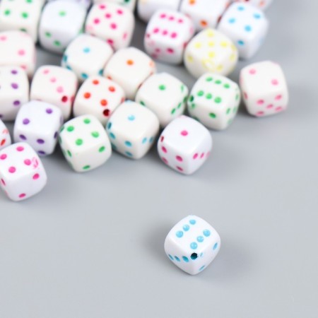 Beads for creativity Plastic "White Playing Cube" Color Points set 20g 0.8x0.8x0.8 cm 78118-1
