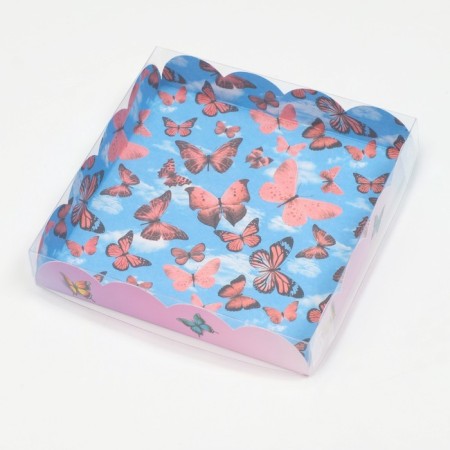 Box for cookies, "butterflies in the sky", 15 x 15 x 3 cm