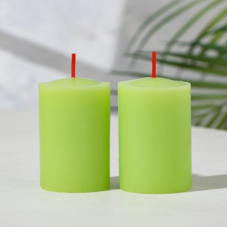A set of candles-stolbiks 2 pcs, 4x6 cm, cinnamon