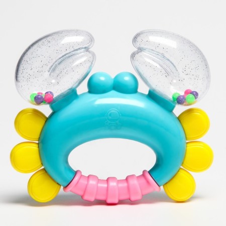 Rattle "crab", color mix, crush me, 12 cm-13