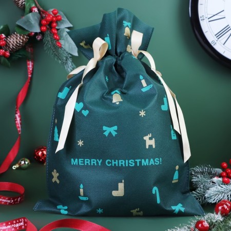 Gift bag "Christmas trifles" green, 27 x 40 cm-1