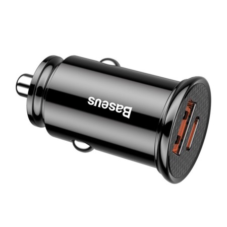 Car charger Baseus, USB, Type-C, 5 A, QC 3.0, black-1