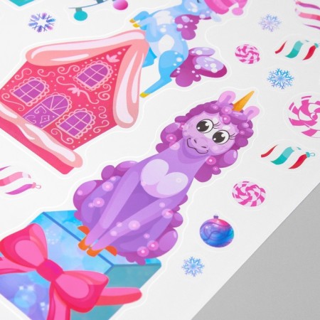 New Year sticker interior color "New Year's unicorn" 30x40 cm-3