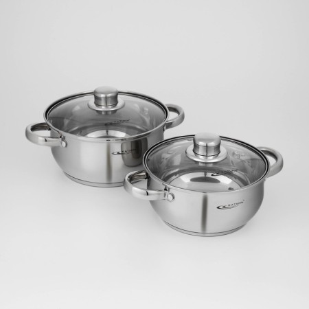 Set of pots "Grett", 2 subjects: 2.2 l; 3.2 l, capsule bottom-2