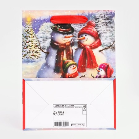 Gift, laminated, "snowmen", 18 x 23 x 10 cm-3