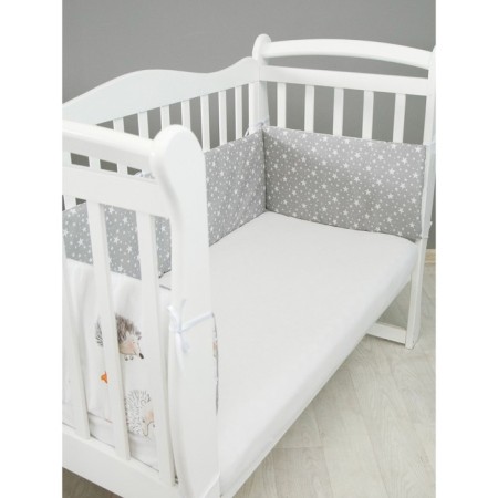 The side in the crib on the zipper "Baby Hedgehog", 4 objects, white/gray color-5