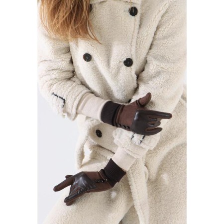 Gloves are female, dimensionless, without insulation, brown color-1