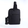 Male sling bag from textiles, with USB, black color