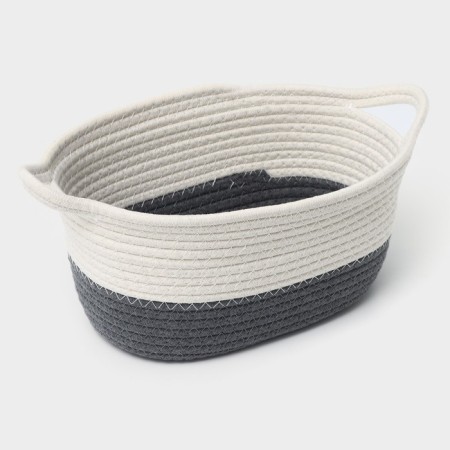 Basket for storage ladled handmade LadOM "Rita", 34 × 23 × 14 cm, color gray color-4