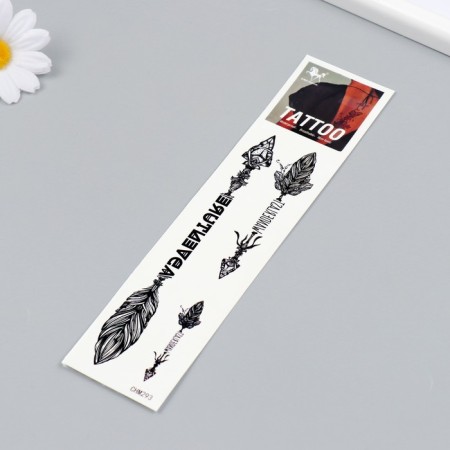 Tattoo on the body black "arrows with feathers" 20.8x4.7 cm-1
