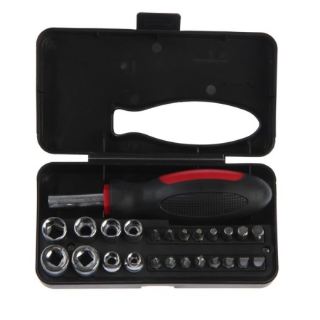A screwdriver with a set of bit and end heads of the tundra, plastic case, 25 items-1
