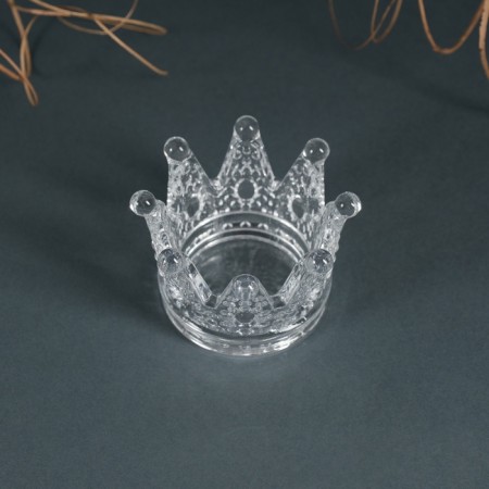 Glass of glass for 1 candle "Crown" transparent 5x7x7 cm-3