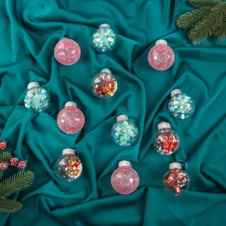 Set of balls plastic D-6 cm, 12 pcs "Kaleidoscope" net, mix