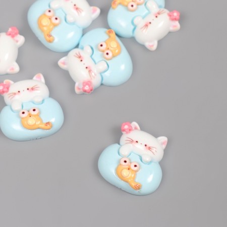 Decor for creativity plastic "Cat in the aquarium" set of 6 pcs 2x2x1 cm